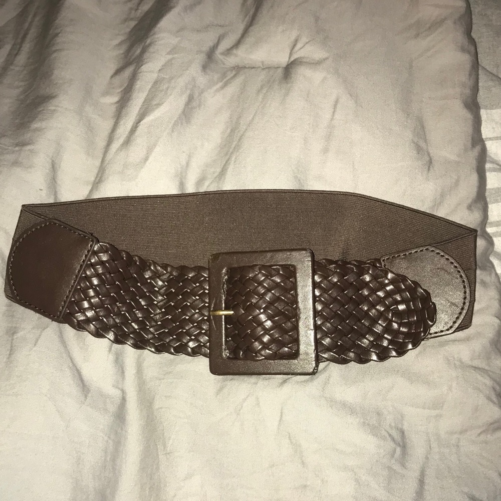 Brown stretchy braided belt